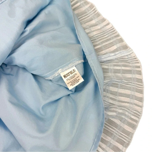 Katie J Blue Talia Smocked Tiered Ruffle Mini Skirt Large Metallic Lurex - Picture 6 of 6